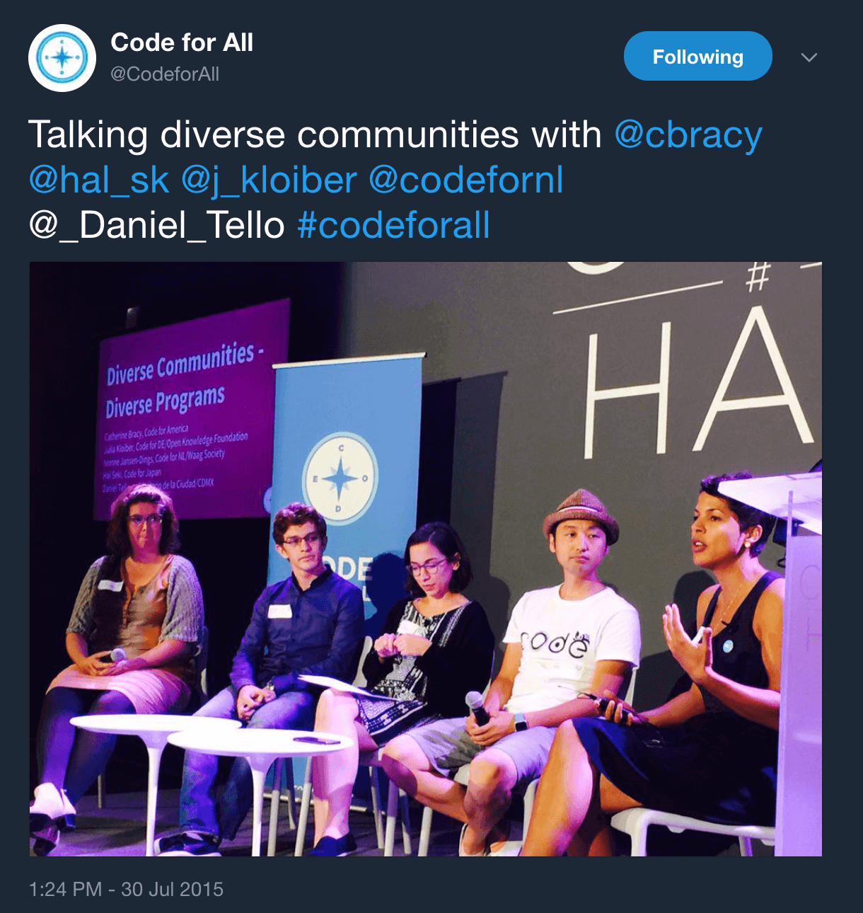 Tweet about Code for All Summit