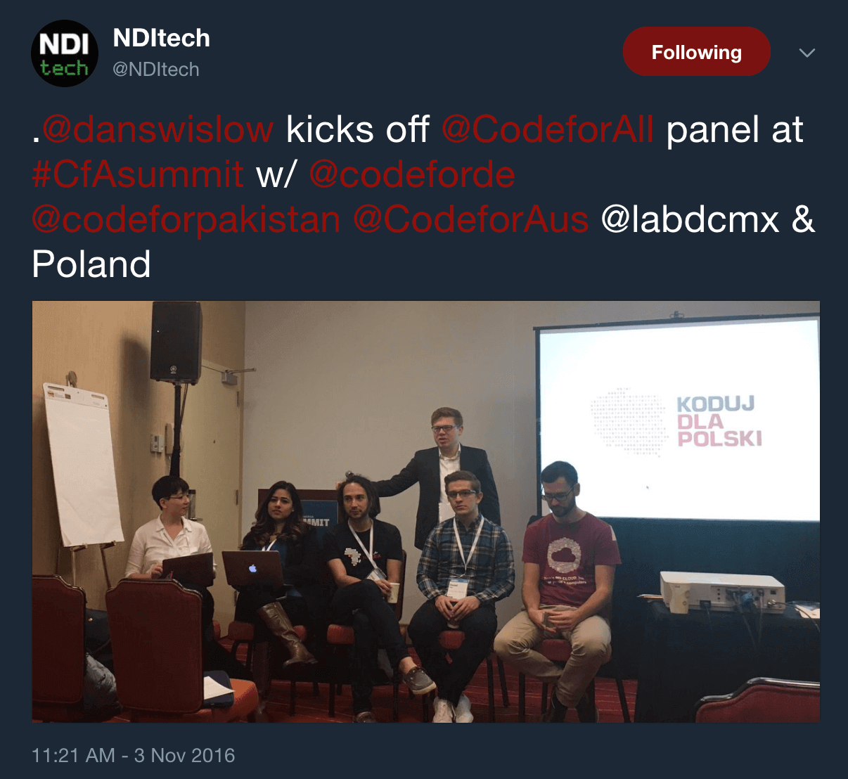 Tweet about Code For America Summit