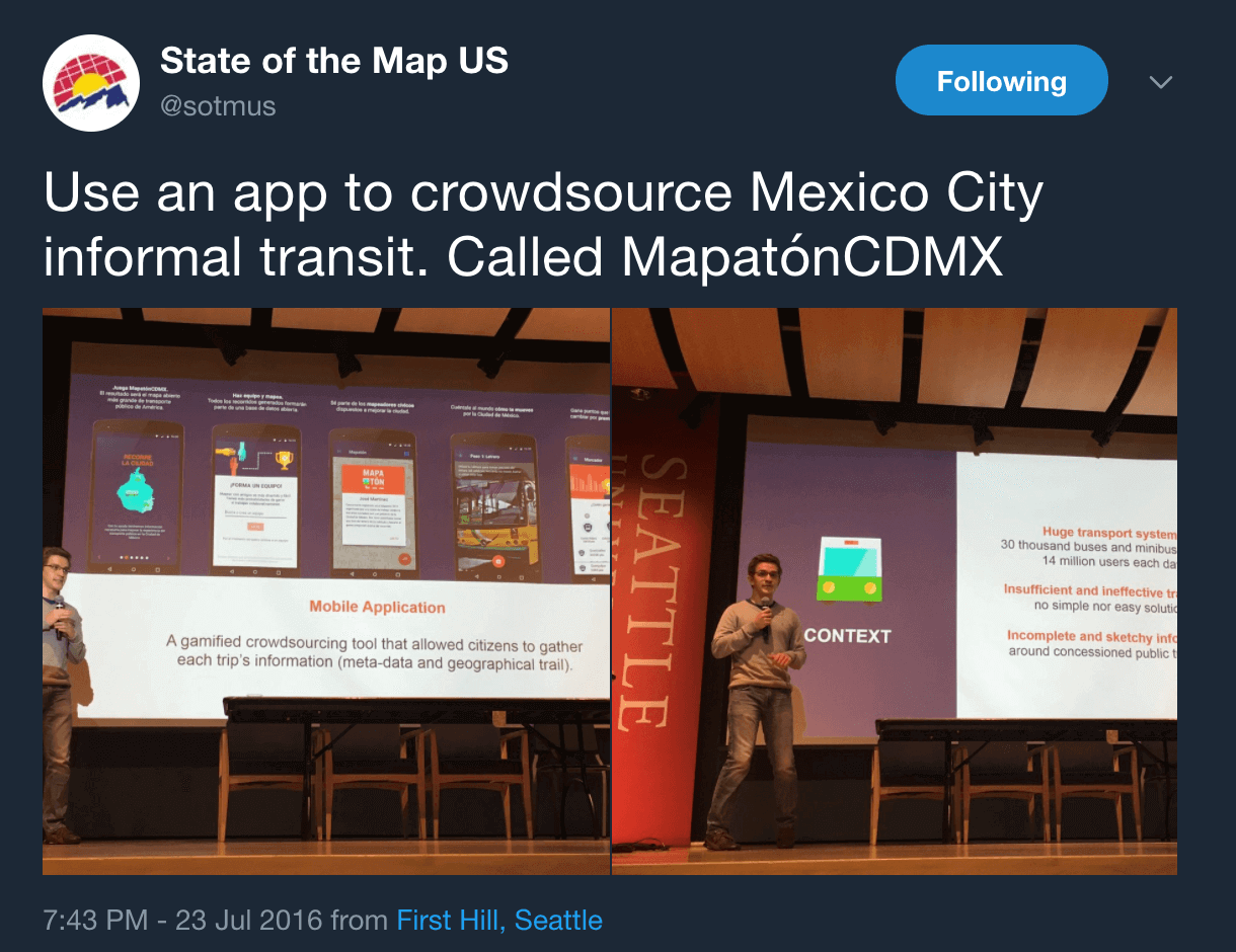 Tweet about State of the Map US